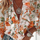 Fashionable Summer Loose V-Neck Print Shirt Top