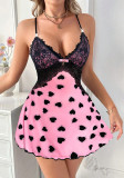 Erotic lingerie Sexy Strap Lace Patchwork Polk Dot Printed Night Dress