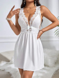 Erotic lingerie Sexy White Lace Patchwork Night Dress