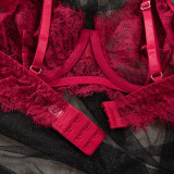 Women Summer Lace Breathable Sexy Lingerie Two Piece Set