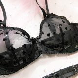 Women summer mesh heart-shaped bow metal ring garter Sexy Lingerie Set