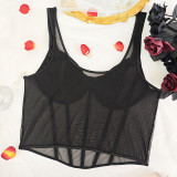 Plus Size Women Sexy Fishbone Bra Suspender Top