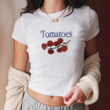 Women summer street fruit print short-sleeved Crop T-shirt