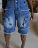 Women's Fashion Loose Casual Zipper Pocket Denim Shorts