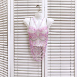 Women hollow backless Halter Neck beaded body chain