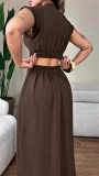 Women Summer Single-breasted Sleeveless Dress