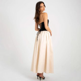 Women summer contrast color Strapless sleeveless dress