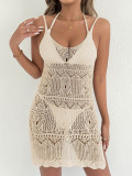 Women Suspender Dress Hollow Slit Beach Bikini Cover-up Dress
