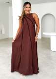 Women Solid Patchwork striped sleeveless dress