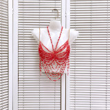 Women hollow backless Halter Neck beaded body chain