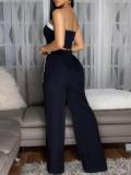 Women Summer Wrap Sleeveless Top and Trousers two-piece set