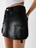 Women Summer Cargo Denim Skirt