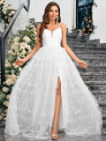 Women Solid Summer Elegant Mesh Suspender V-neck Formal Party Evening Dress
