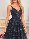 Women Sexy V-neck Elegant Sexy Suspender Backless Formal Party Evening Dress