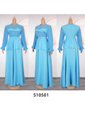 Plus Size African Women ruffle patchwork pleated long-sleeved dress