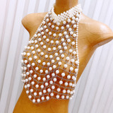 Women hollow backless Halter Neck beaded body chain