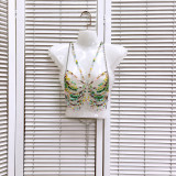 Women hollow backless Halter Neck beaded body chain