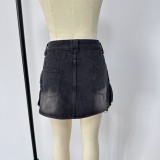 Women Summer Cargo Denim Skirt