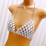 Women hollow backless Halter Neck beaded body chain