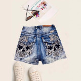 Women Knitting Print Shorts