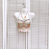 Women hollow backless Halter Neck beaded body chain