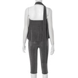 Women Spring and Summer Strapless Ruffle Lace Patchwork Jumpsuit