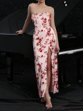 Women Summer Strapless Print Holidays Dress