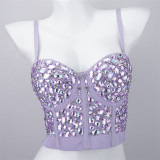 Women Nightclub Strapless Beaded diamond suspender top