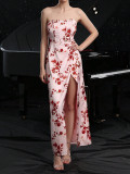 Women Summer Strapless Print Holidays Dress