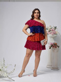 Plus Size Women Slash Shoulder Elegant Dress