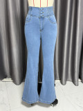 Women Stretch Denim Wide-leg pants