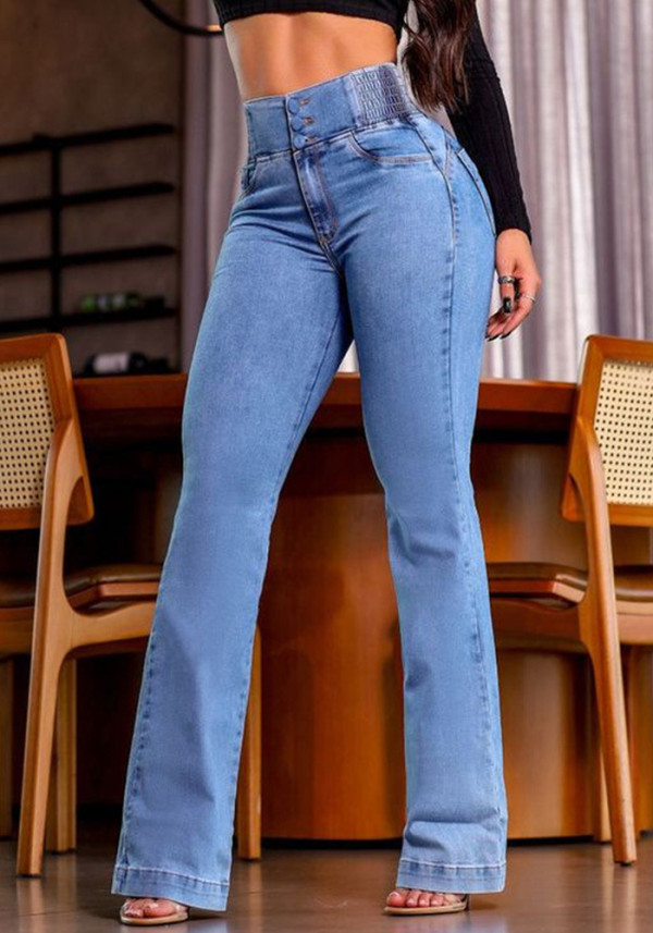 Women Stretch Denim Wide-leg pants