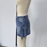 Women Summer Cargo Denim Skirt
