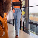 Women Stretch Denim Wide-leg pants