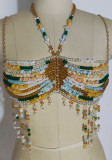 Women exotic sexy colored stone beaded vest beach holidays chest chain bead bras
