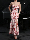 Women Summer Print Backless Suspender Holidays Dress