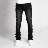 Men's Style Stretch Pearl Denim Straight Pants