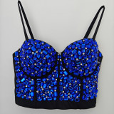Women Nightclub Strapless Beaded diamond suspender top