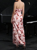 Women Summer Strapless Print Holidays Dress