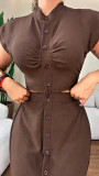 Women Summer Single-breasted Sleeveless Dress