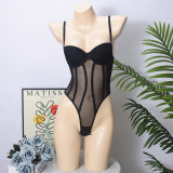 Women Sexy Mesh Patchwork Hollow Bodysuit