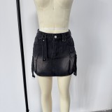 Women Summer Cargo Denim Skirt