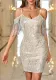 Women Sexy Suspender V-neck Tassel Bodycon Formal Party Sequin Dress