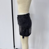Women Summer Cargo Denim Skirt