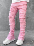 Men's Street Stretch Patch Denim Straight Pants