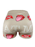 Women Knitting Shorts Lip Print Shorts