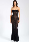 Women summer leopard print See-Through Strap Dress
