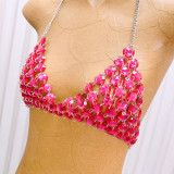Women hollow backless Halter Neck beaded body chain