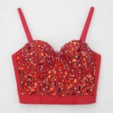 Women Nightclub Strapless Beaded diamond suspender top