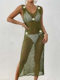 Women Beach Hollow Bikini Cover-up Sexy Slit Dress
